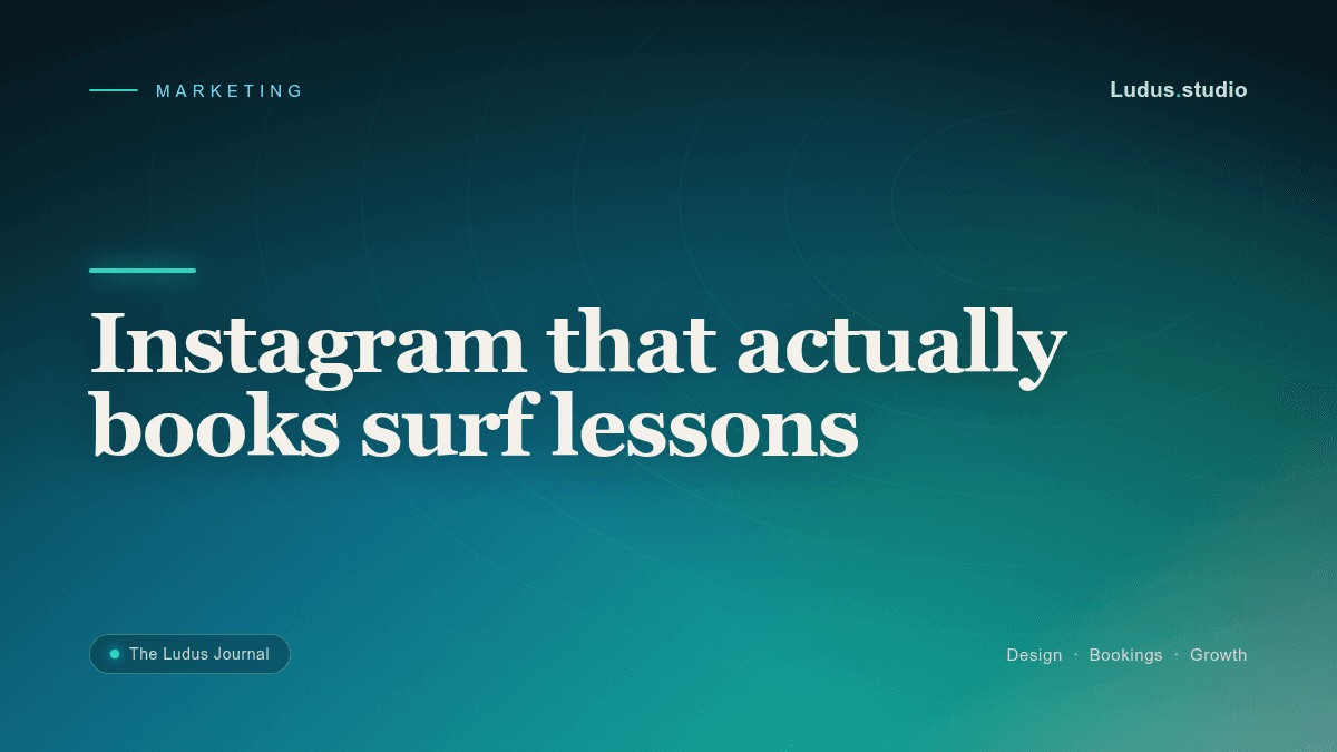 Editorial header artwork for an article on using Instagram to book surf lessons.