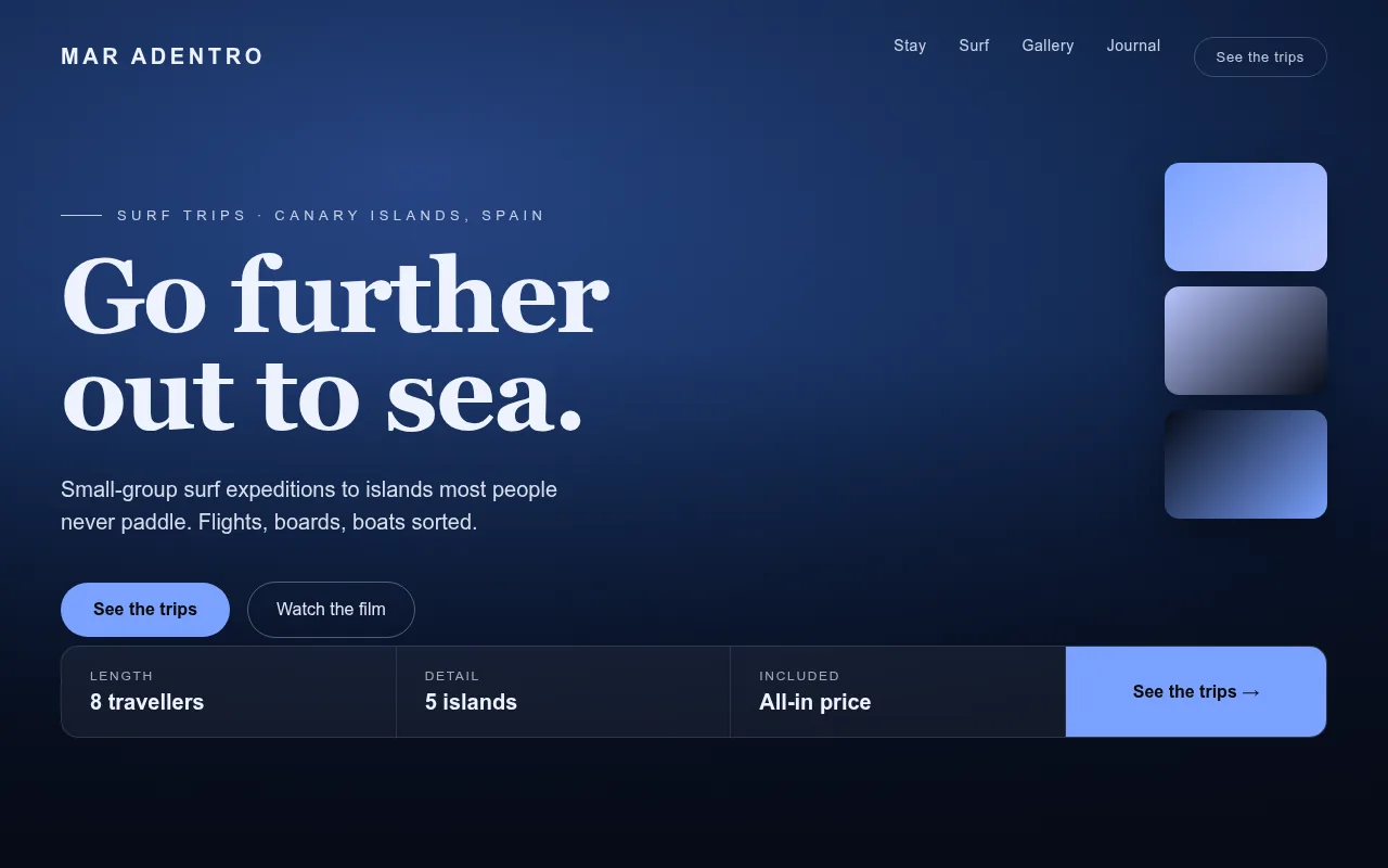 Trip organizers website concept by Ludus Studio