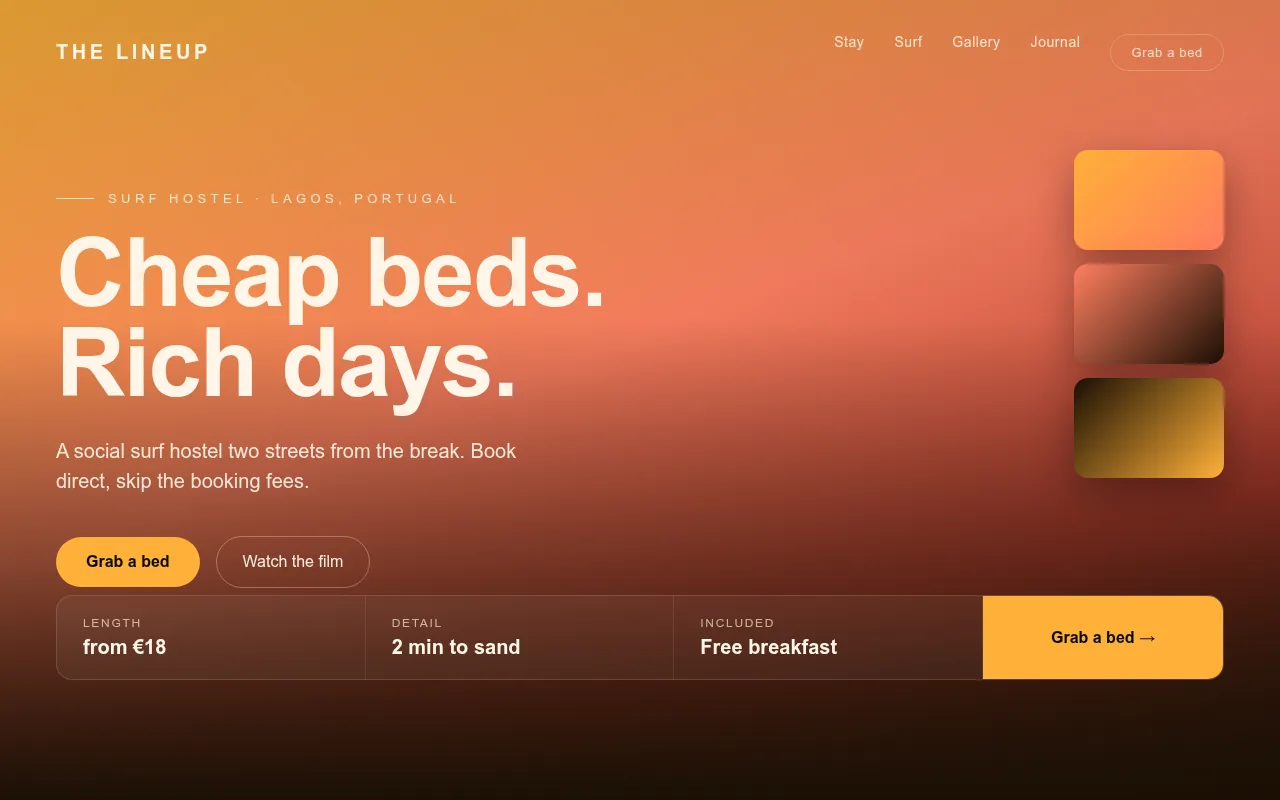 Hostels website concept by Ludus Studio